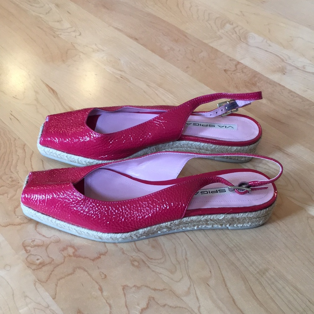 Via Spiga patent leather peep toe slingback sandals - Picture 3 of 9